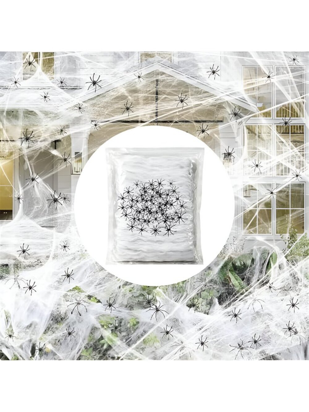 1200 sqft Halloween Spider Webs and 50pcs Fake Spiders Super Stretch